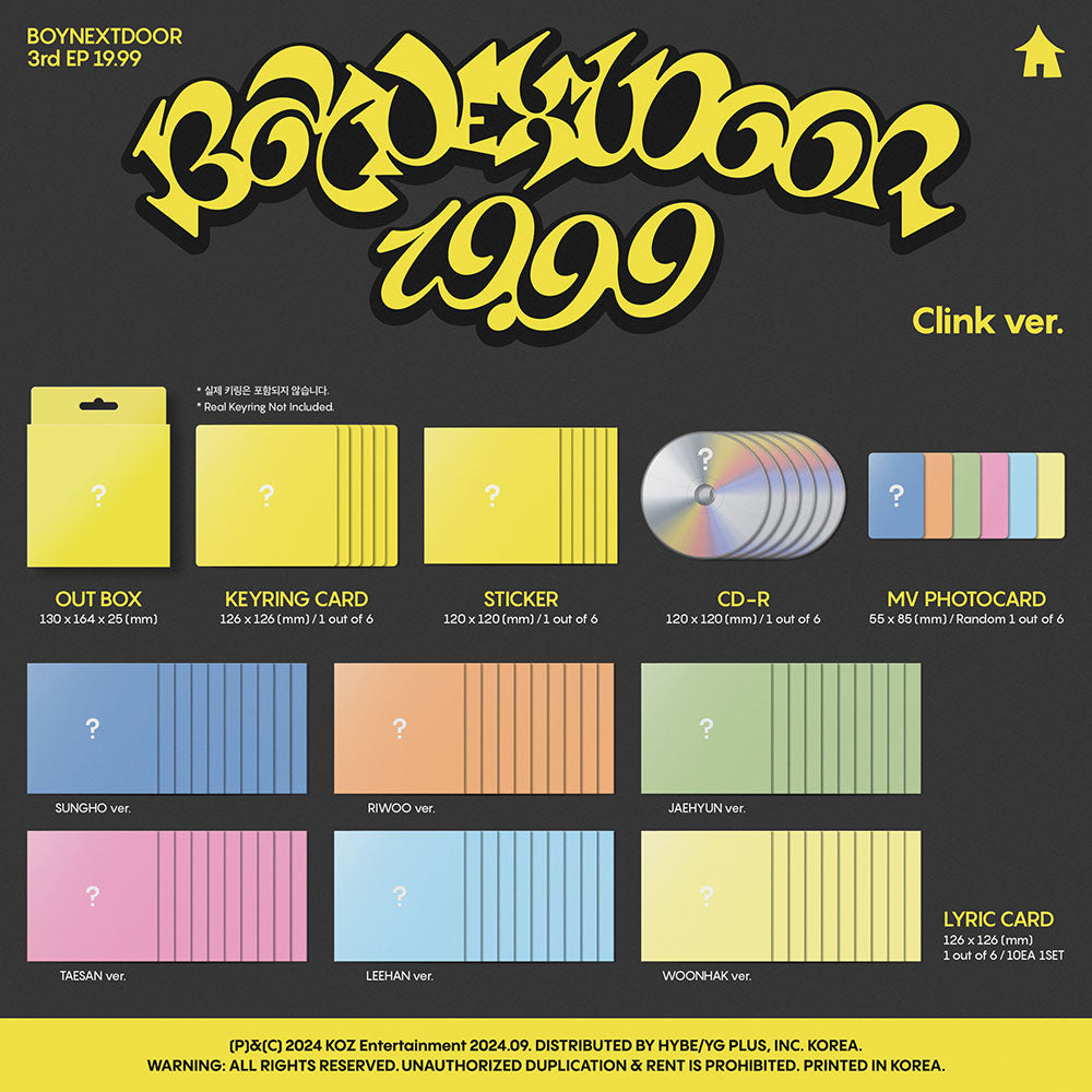 BoyNextDoor 3rd Ep Album - 19.99 Clink Ver (Random)