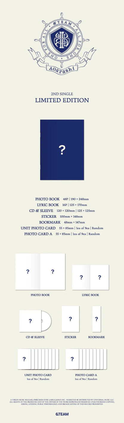 &TEAM 2nd Single Album - Aoarashi (Limited + Standard + Solo Edition 9 Set)