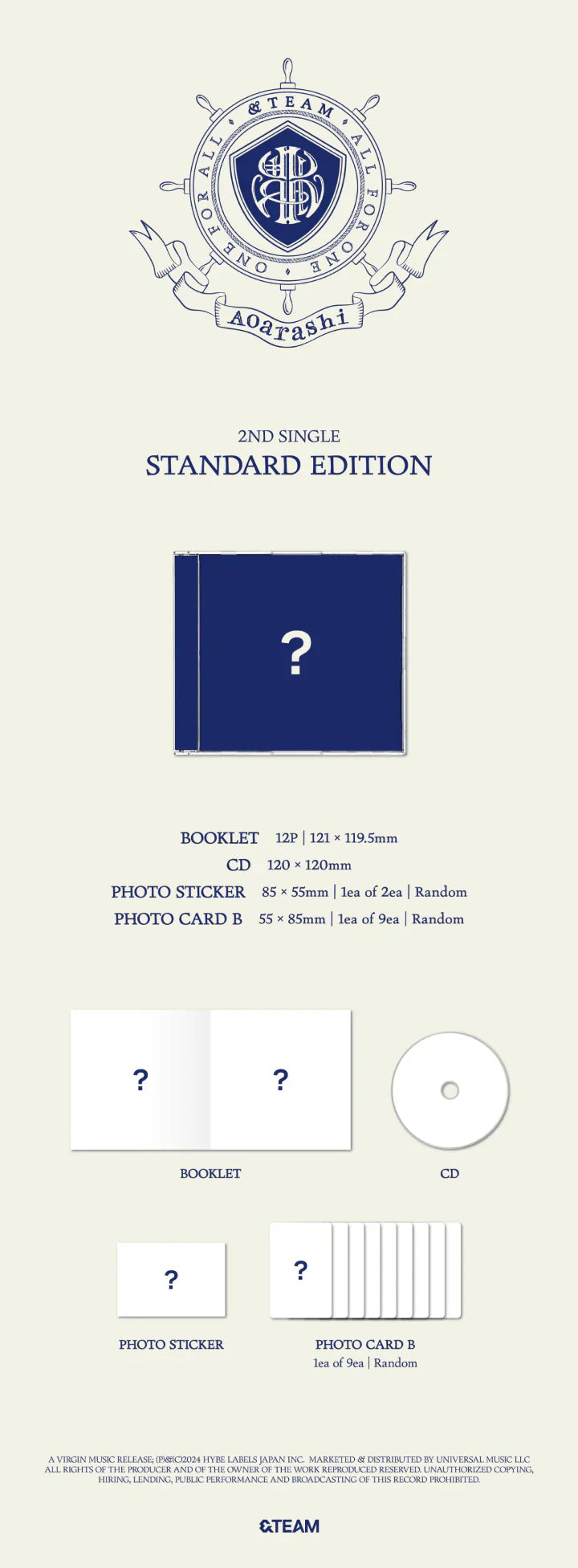 &TEAM 2nd Single Album - Aoarashi (Limited + Standard + Solo Edition 9 Set)