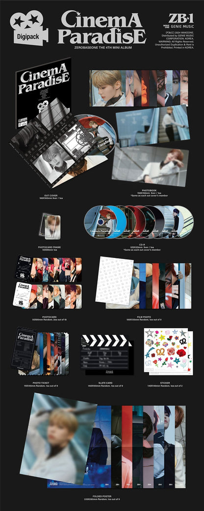 Zerobaseone The 4th Mini Album - Cinema Paradise (Digipack Ver Set)