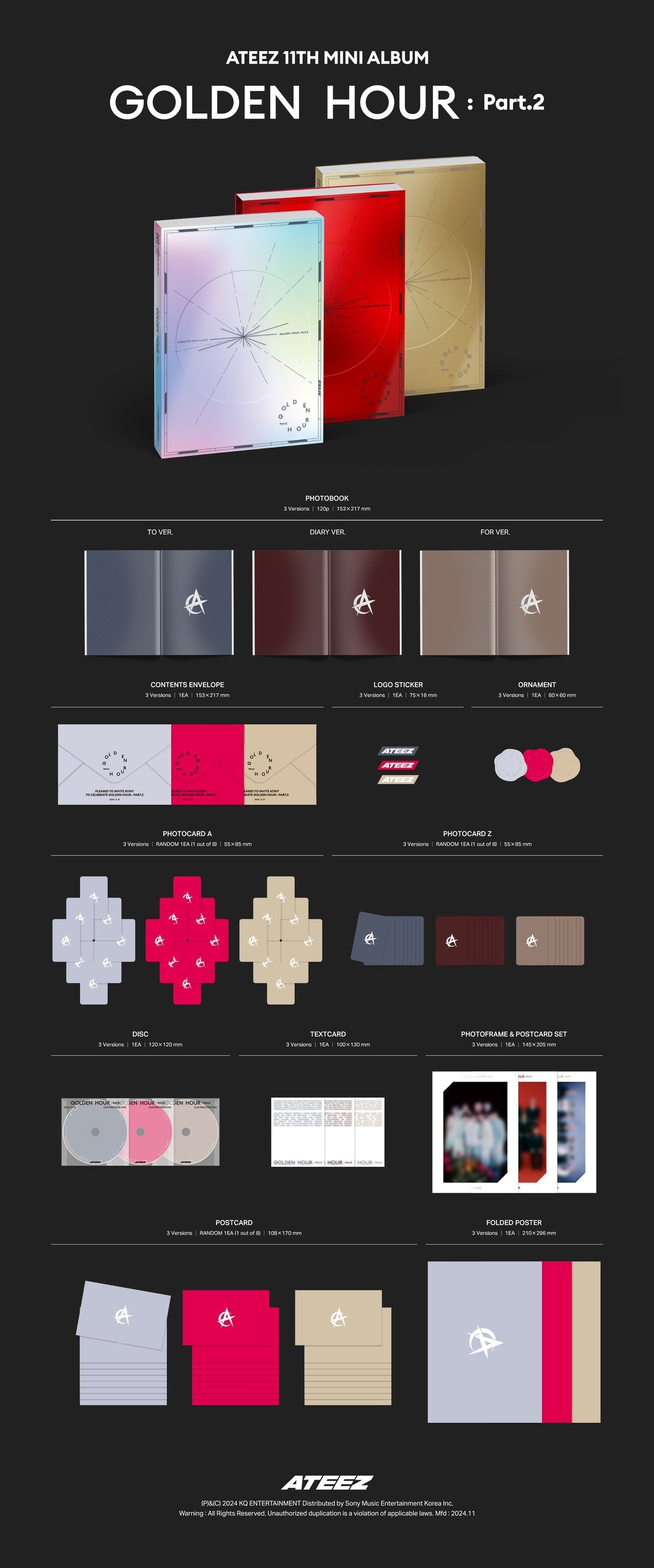 ATEEZ 11th Mini Album - Golden Hour:  Part 2 (Signed Version)